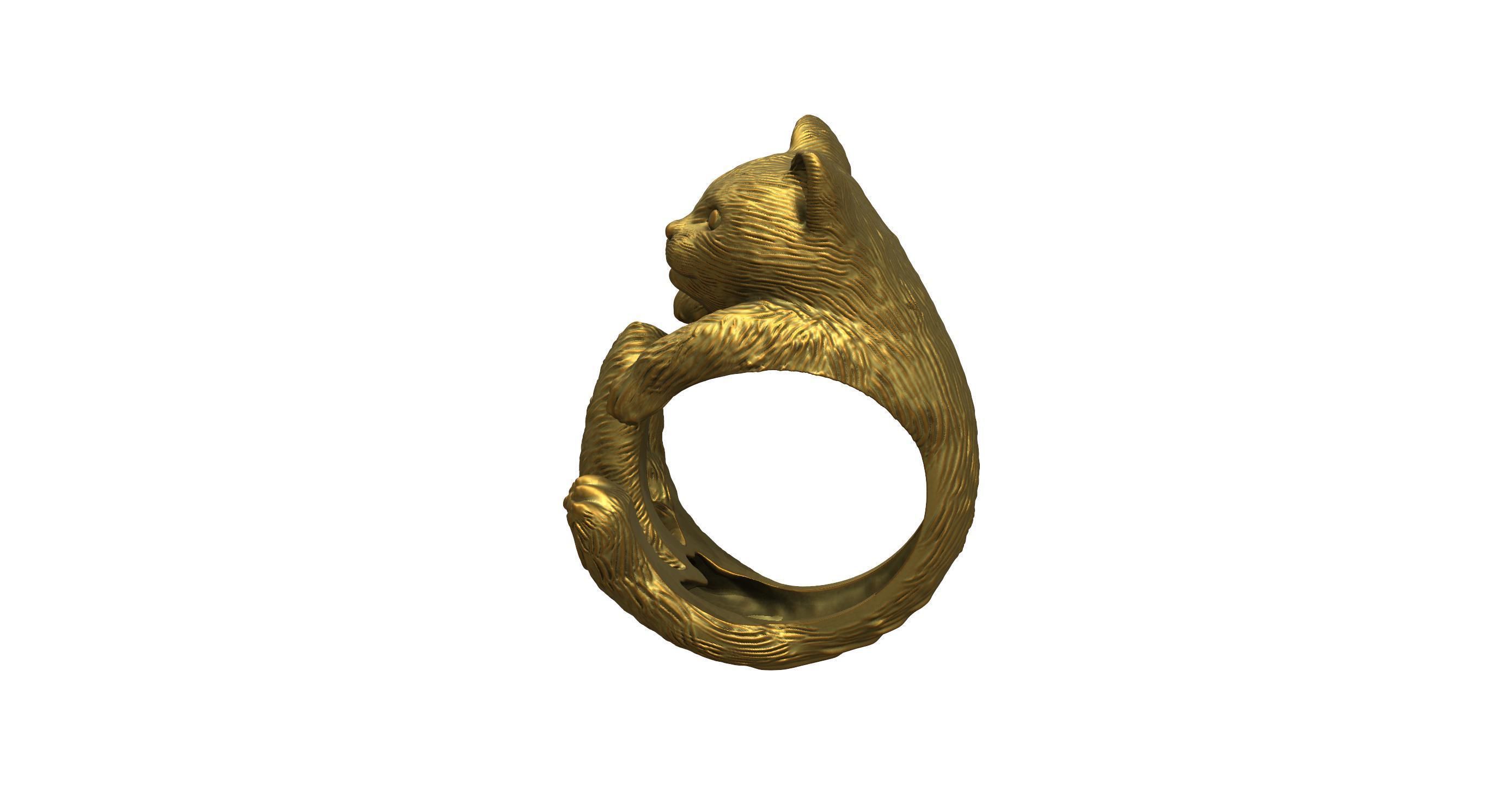 Cat Ring  9 Different ring sizes 3D print model_26