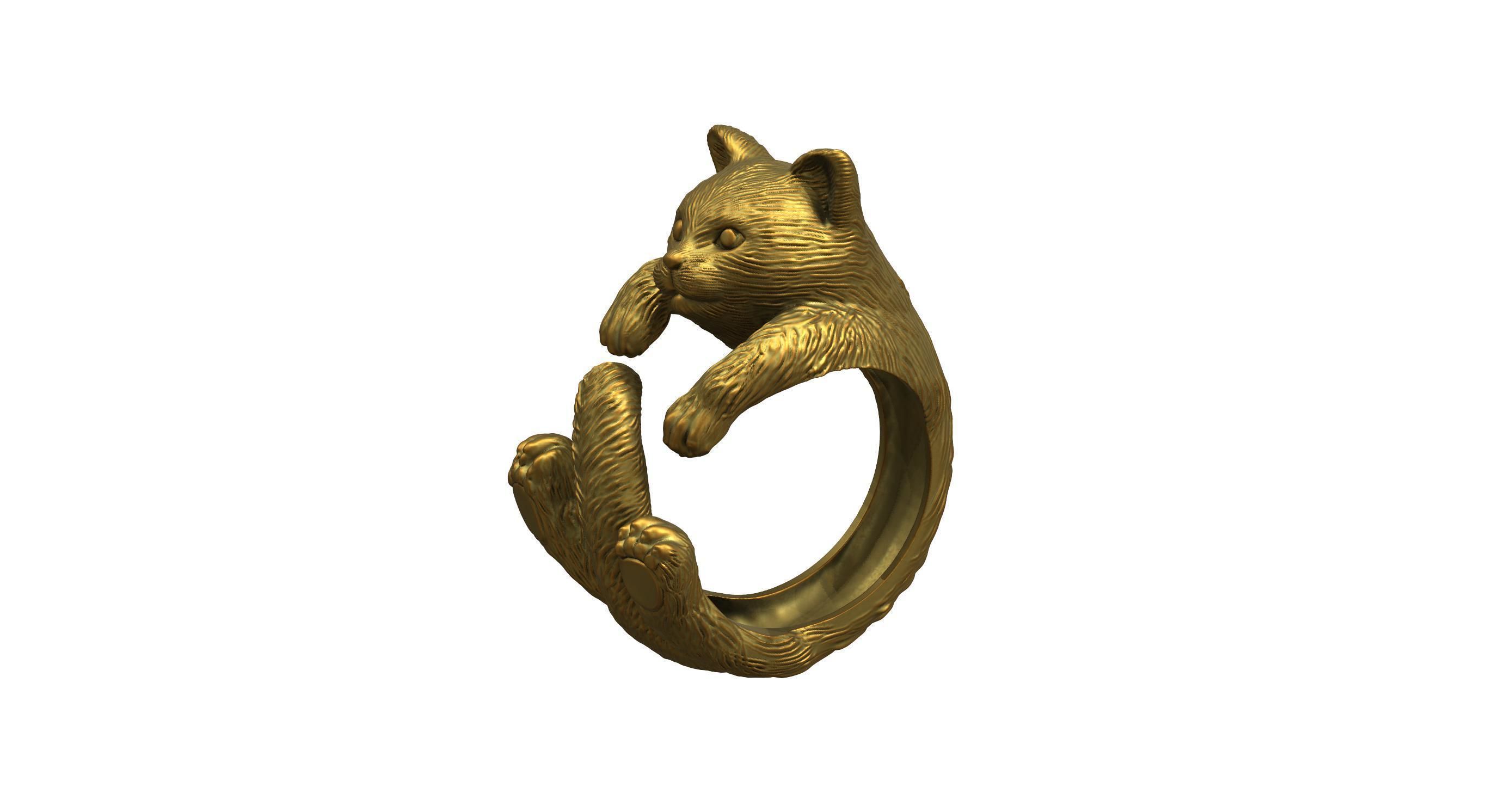 Cat Ring  9 Different ring sizes 3D print model_20