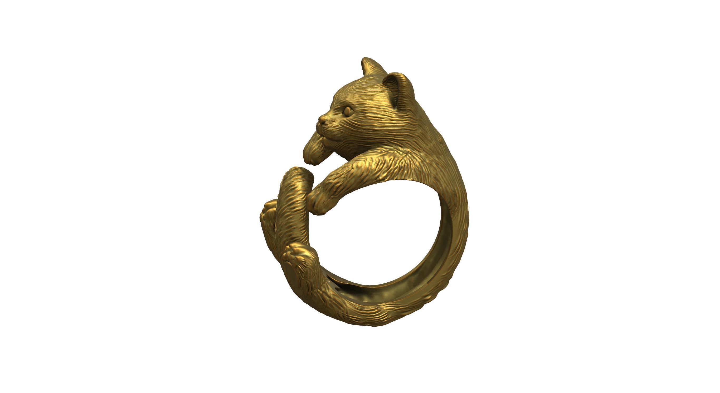 Cat Ring  9 Different ring sizes 3D print model_22