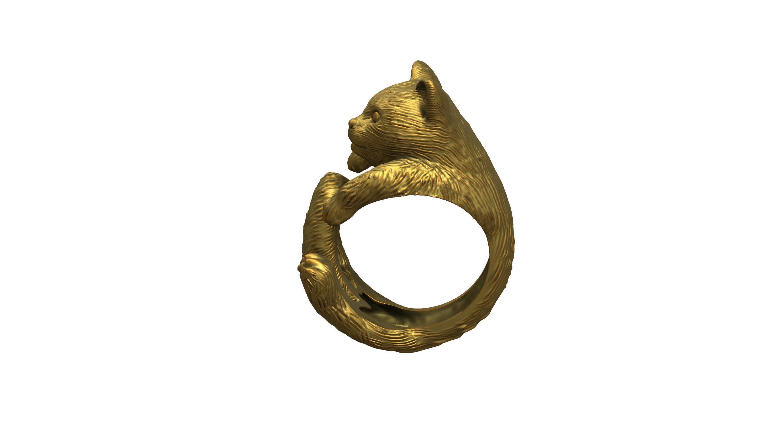 Cat Ring  9 Different ring sizes 3D print model_23