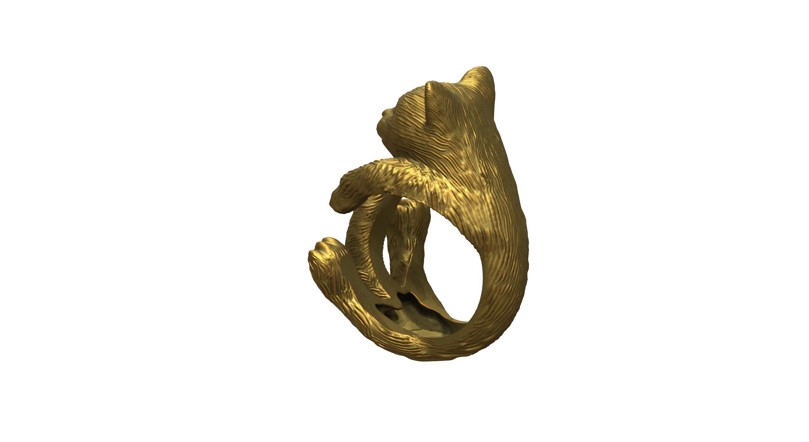 Cat Ring  9 Different ring sizes 3D print model_32