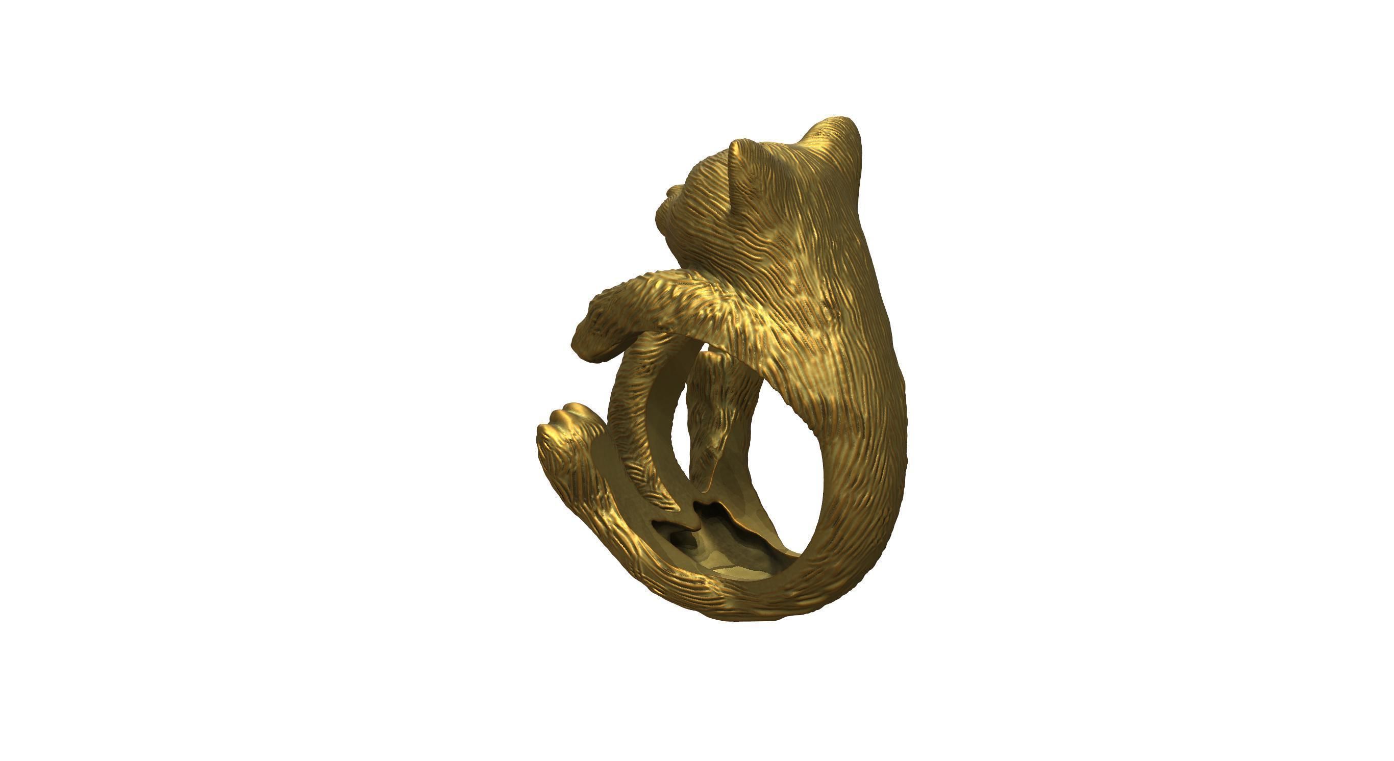 Cat Ring  9 Different ring sizes 3D print model_40