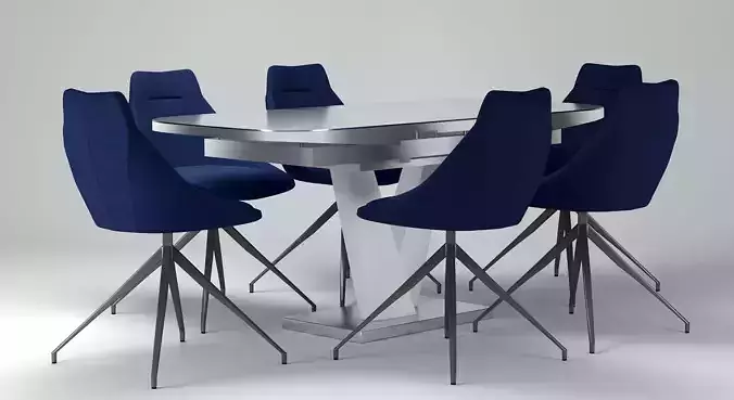 Caribu 4 to 6 Extendable - Doris 4 Seater Dining Table Set 3D model