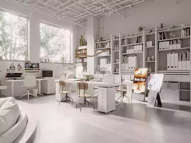 Desk in Manga Worskshop 3D model
