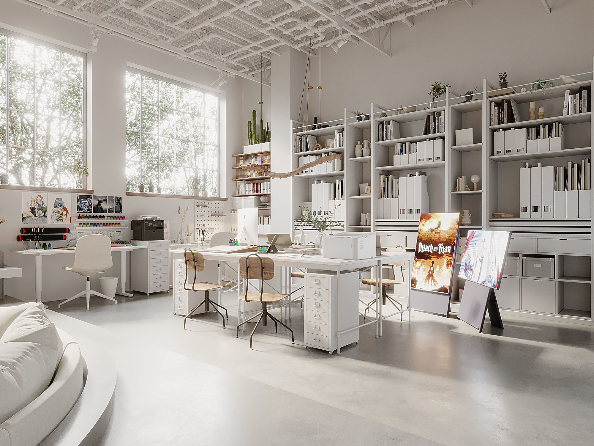 Mangakas desk 3D model_2