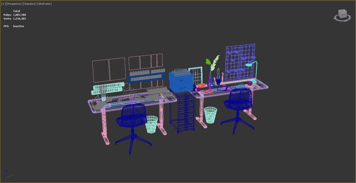 Mangakas desk 3D model_7