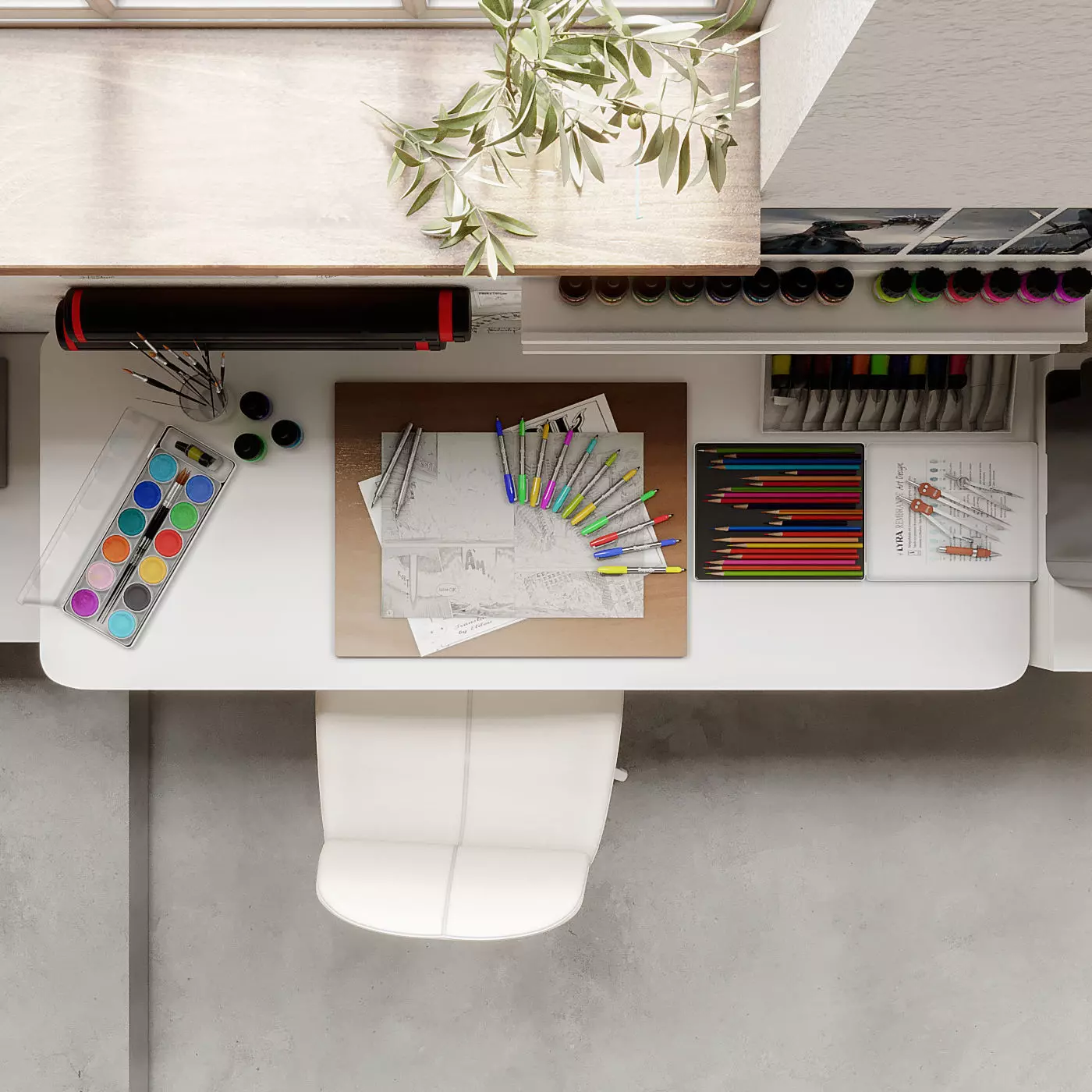 Mangakas desk 3D model_0