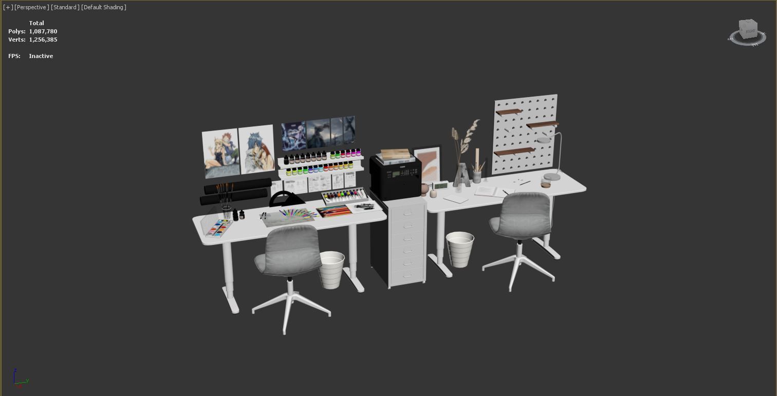 Mangakas desk 3D model_8