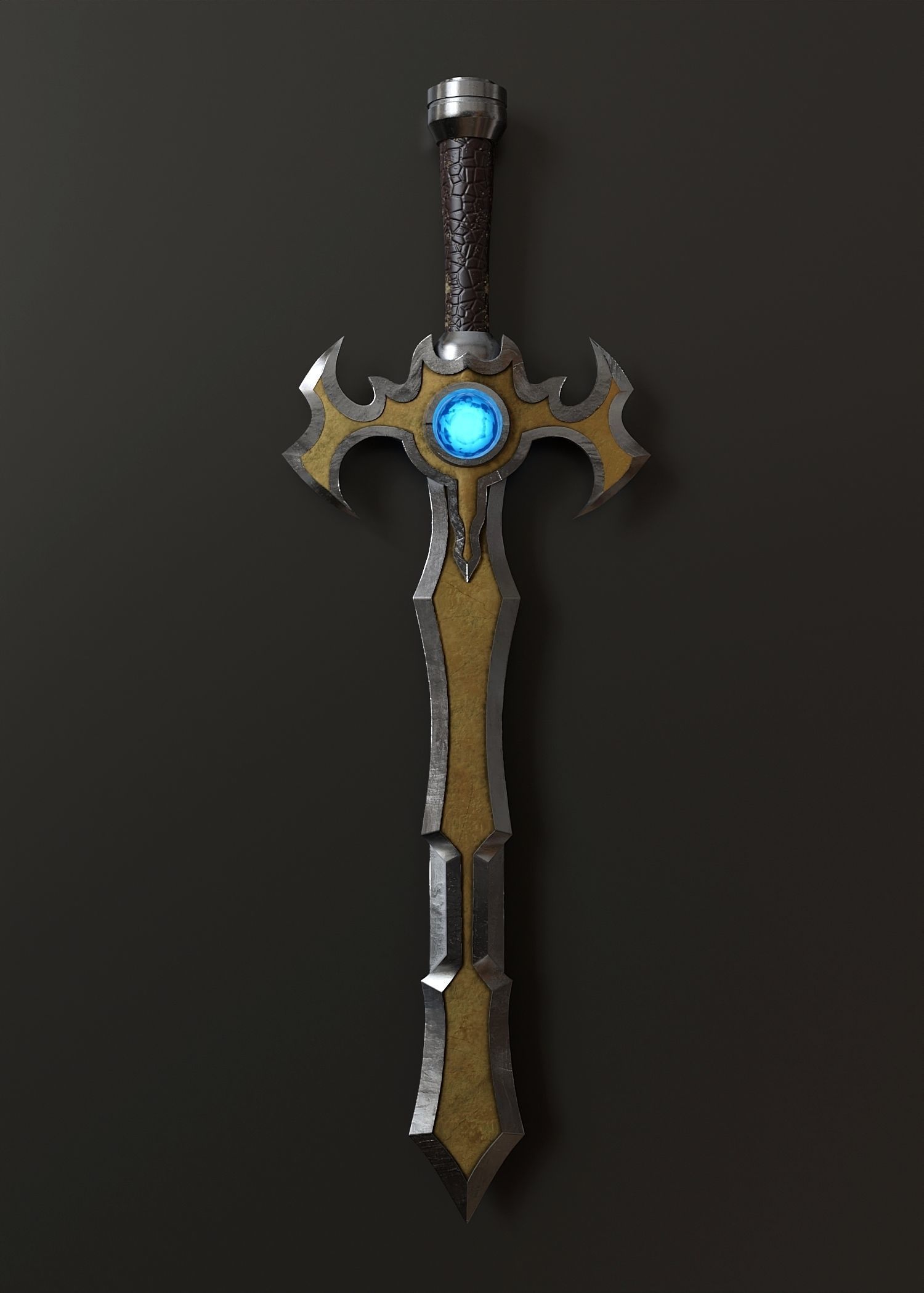 Fantasy style sword 2 Low-poly 3D model_1