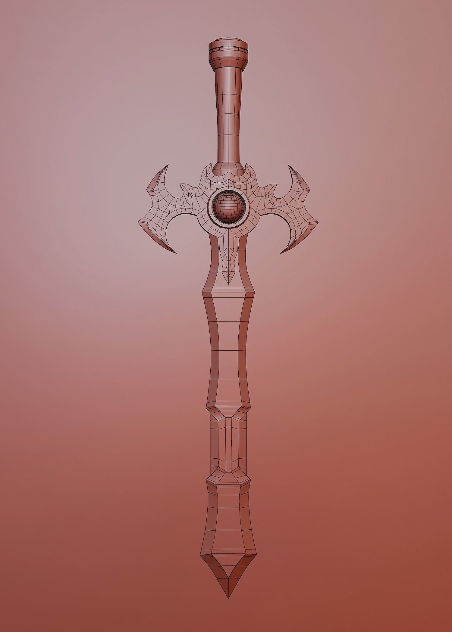 Fantasy style sword 2 Low-poly 3D model_4