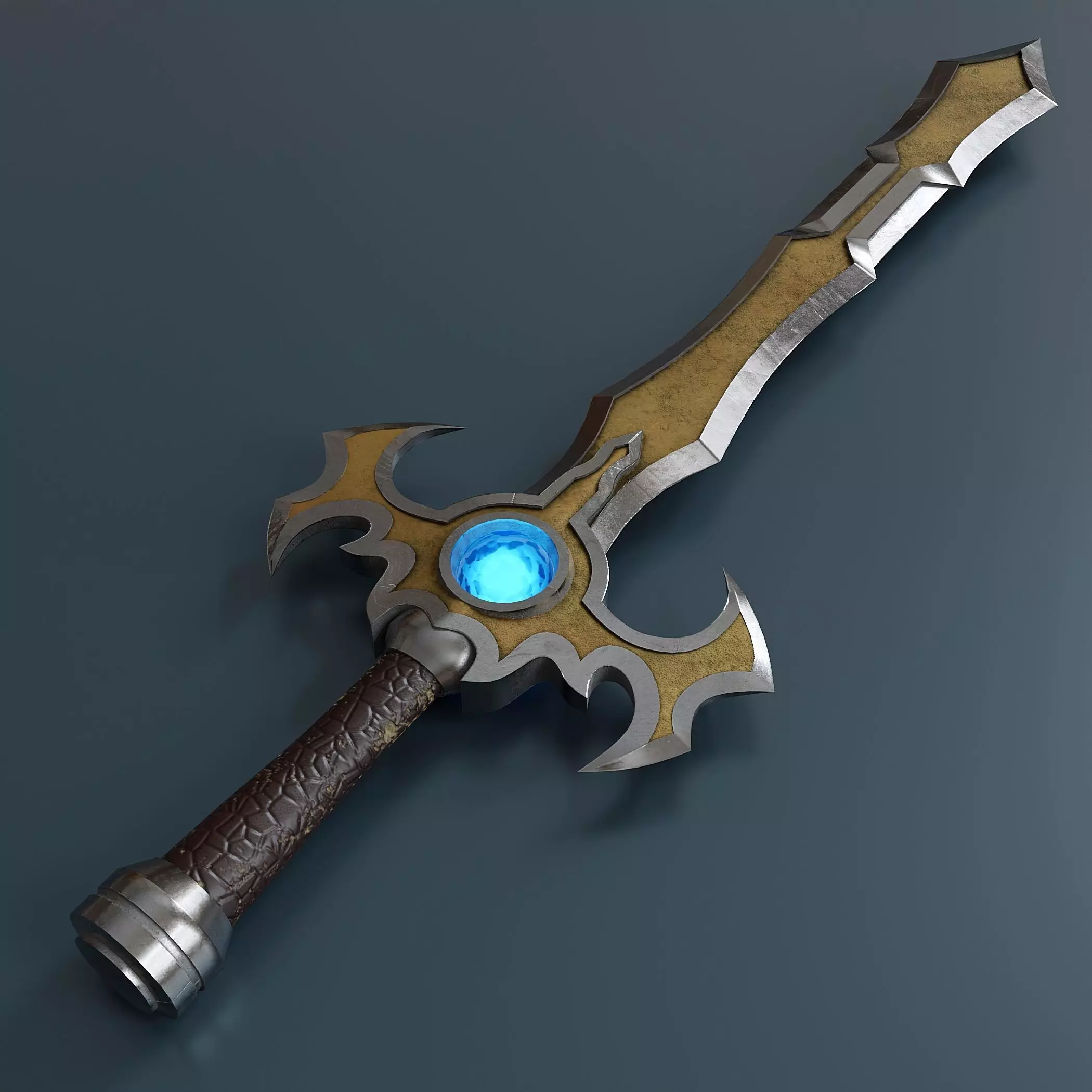 Fantasy style sword 2 Low-poly 3D model_0