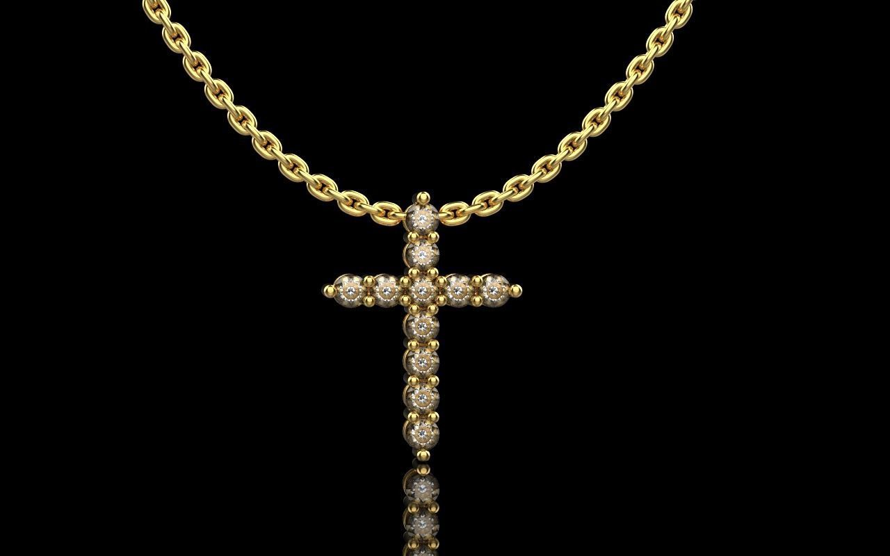 Tiffany cross with gems model 326 3D print model_3