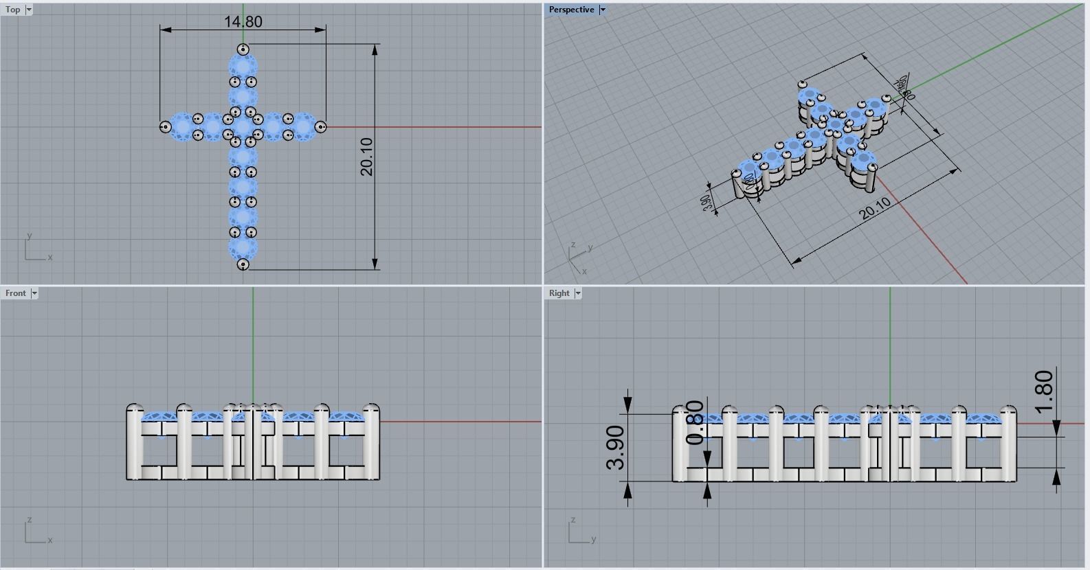 Tiffany cross with gems model 326 3D print model_5