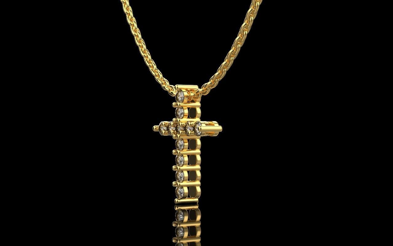 Tiffany cross with gems model 326 3D print model_30