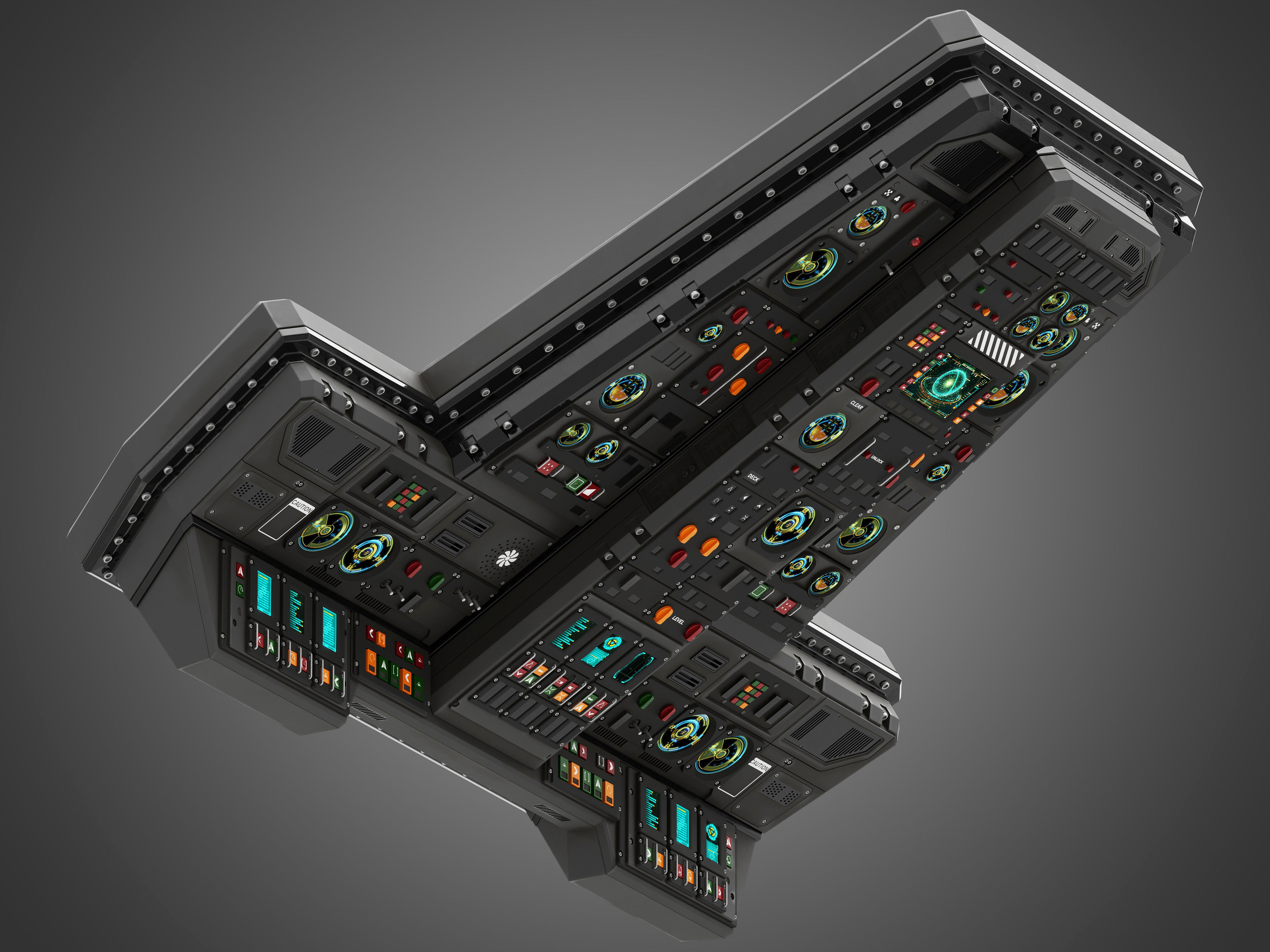 Spaceship control panel 3D model_2