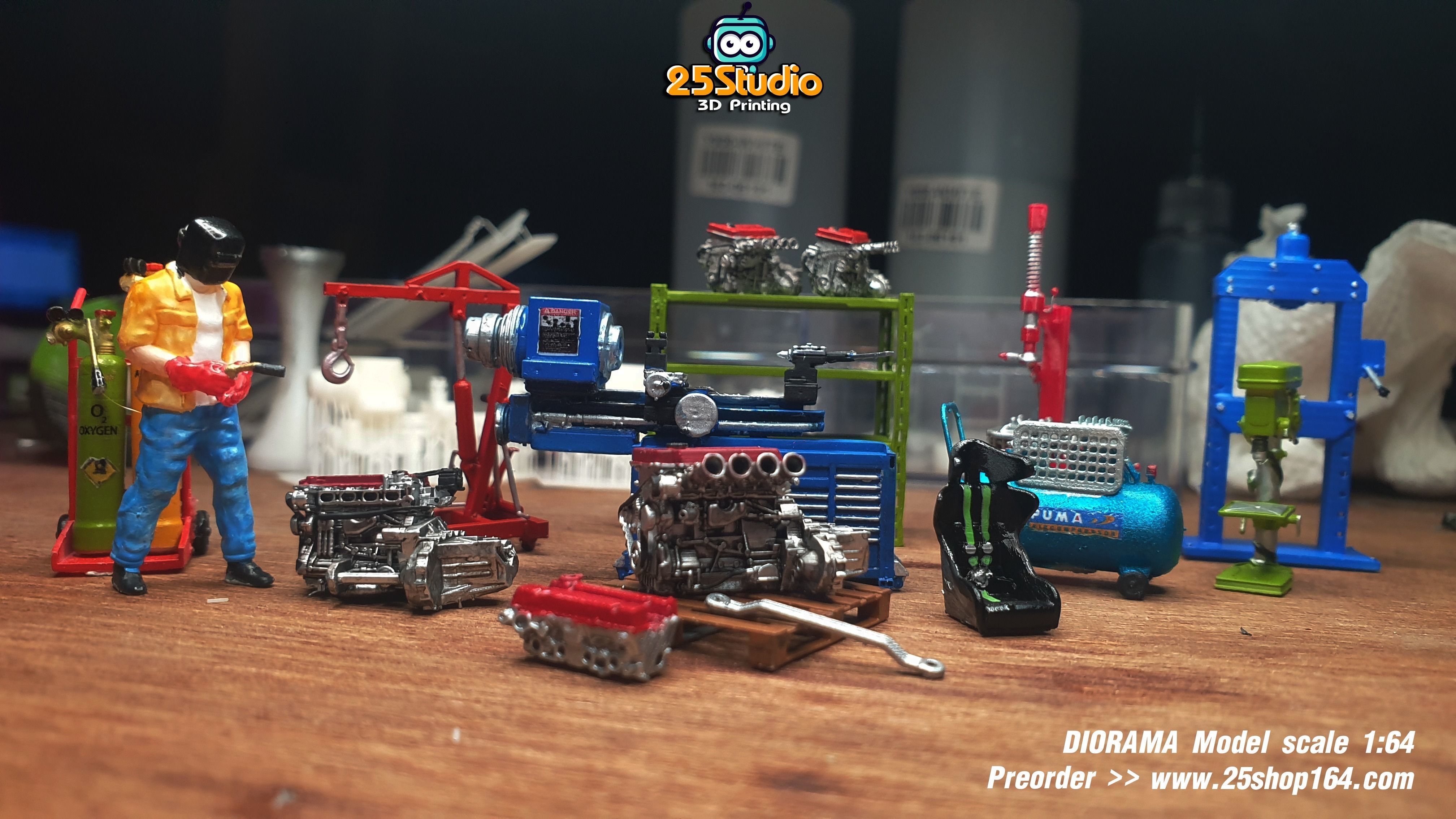 Garage diorama 3D model 3D printable | CGTrader