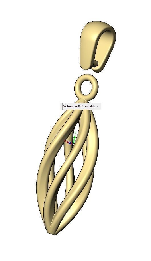 Hollow twisted leaf pattern pendant bail and charm 3D print model_14