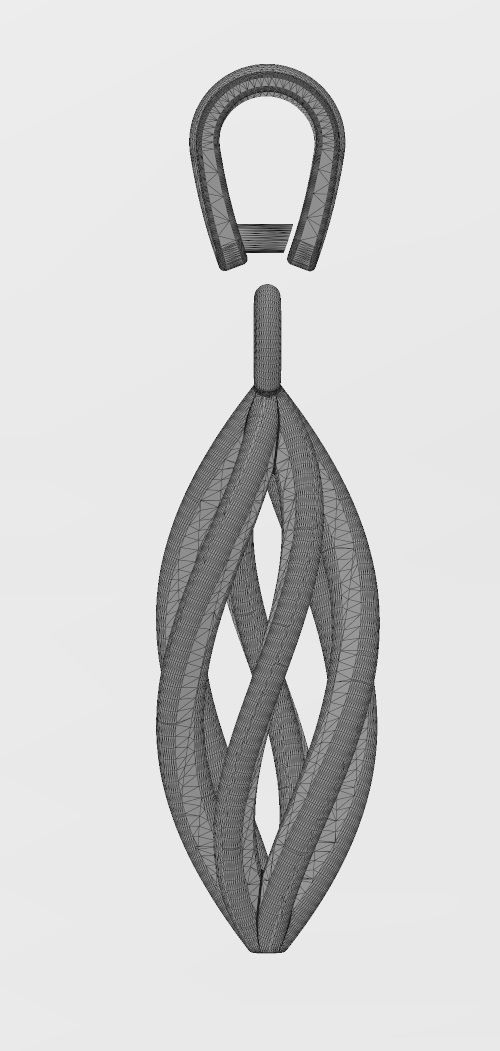Hollow twisted leaf pattern pendant bail and charm 3D print model_16