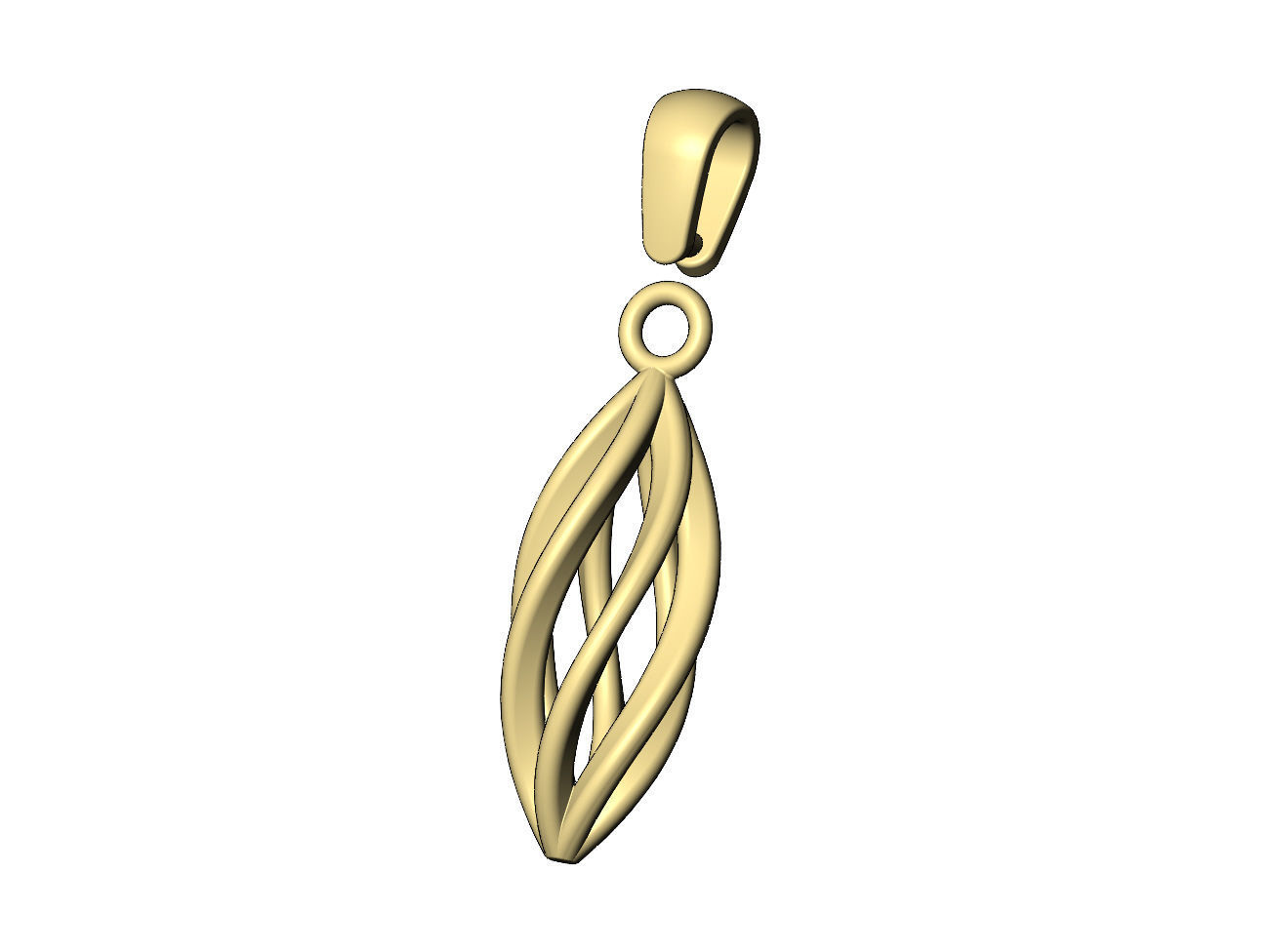 Hollow twisted leaf pattern pendant bail and charm 3D print model_5