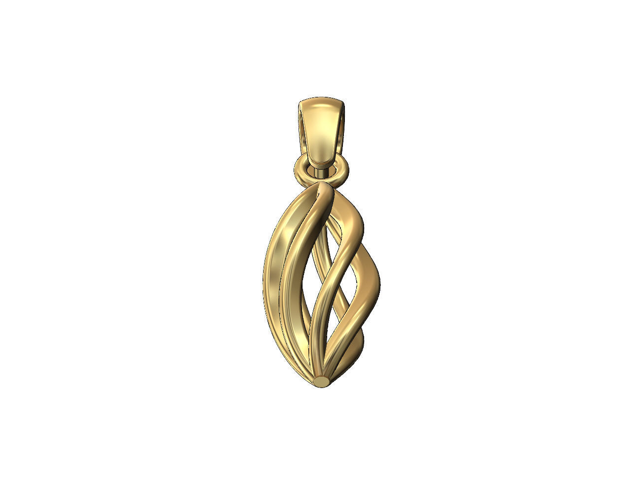 Hollow twisted leaf pattern pendant bail and charm 3D print model_2