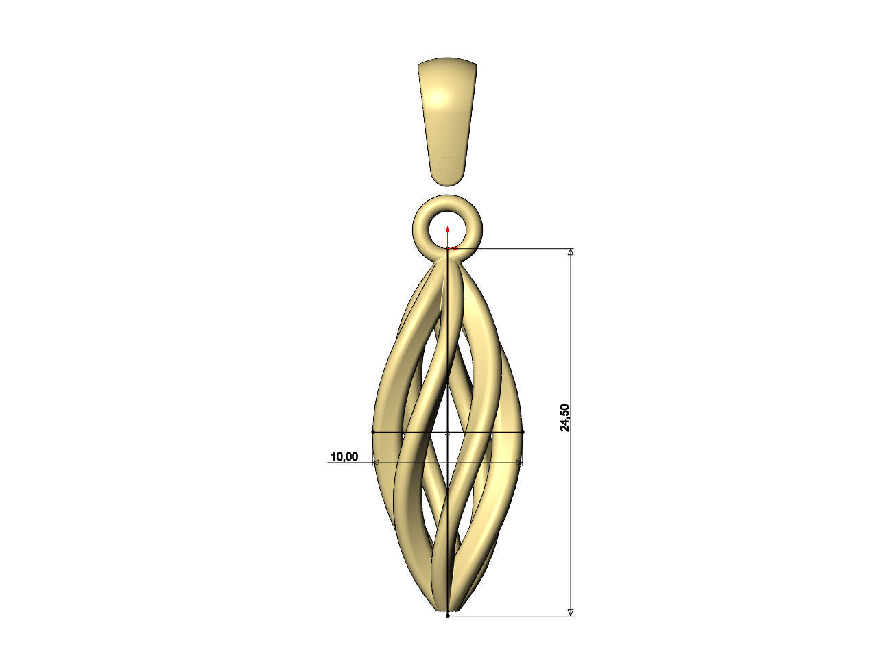 Hollow twisted leaf pattern pendant bail and charm 3D print model_6