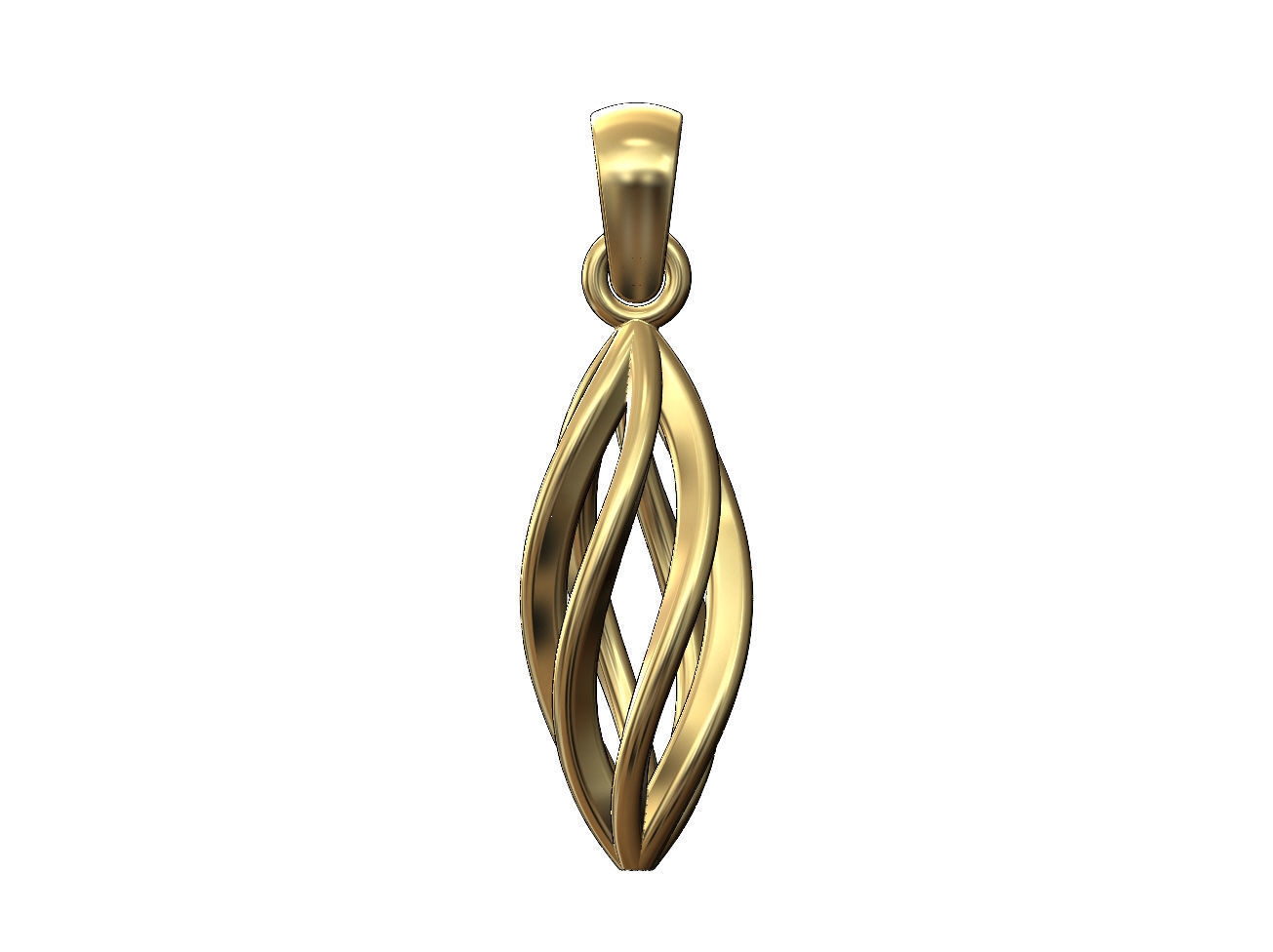 Hollow twisted leaf pattern pendant bail and charm 3D print model_1