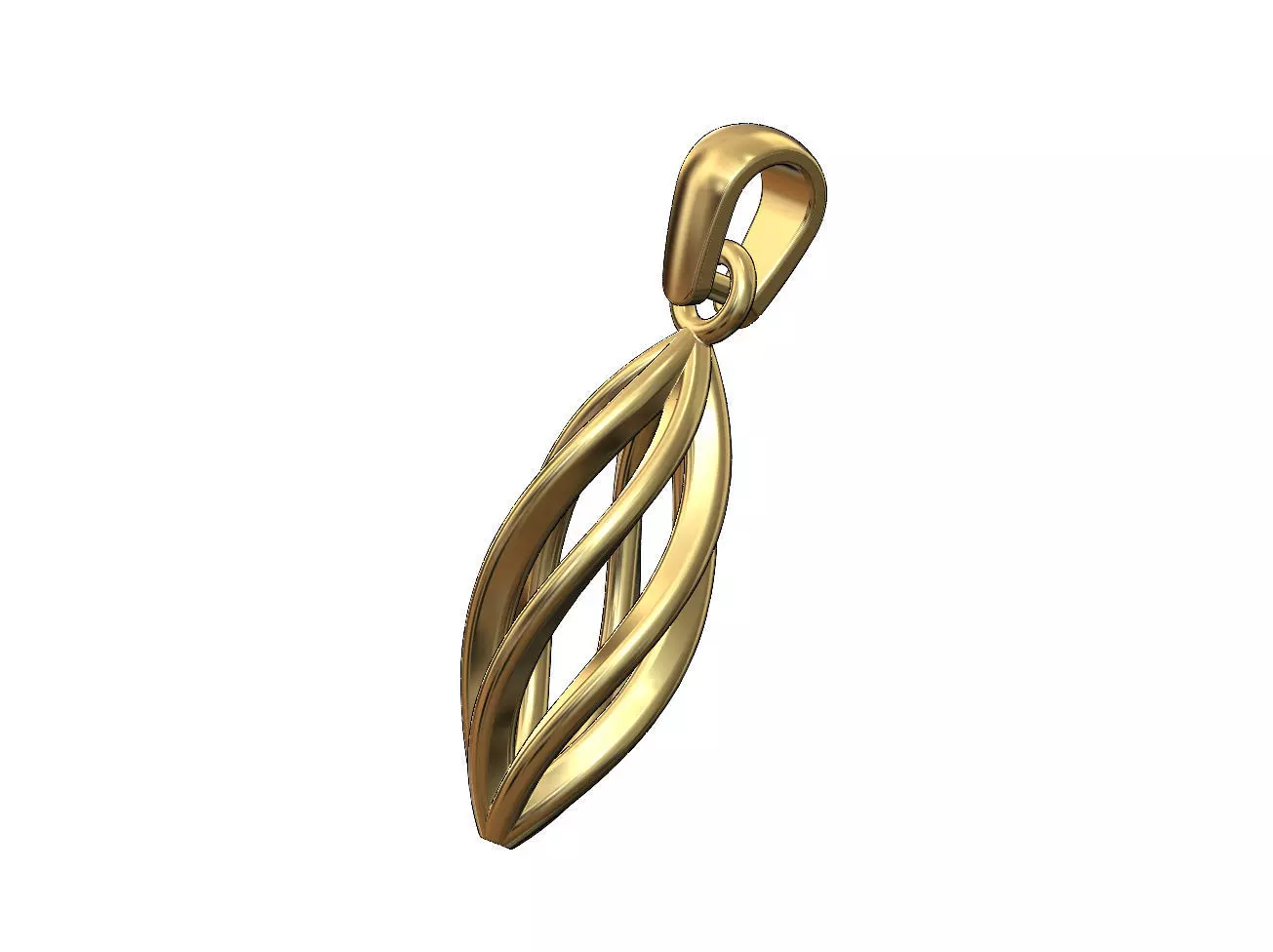 Hollow twisted leaf pattern pendant bail and charm 3D print model_0