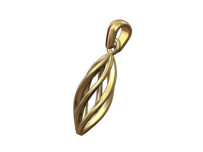 Hollow twisted leaf pattern pendant bail and charm 3D print model