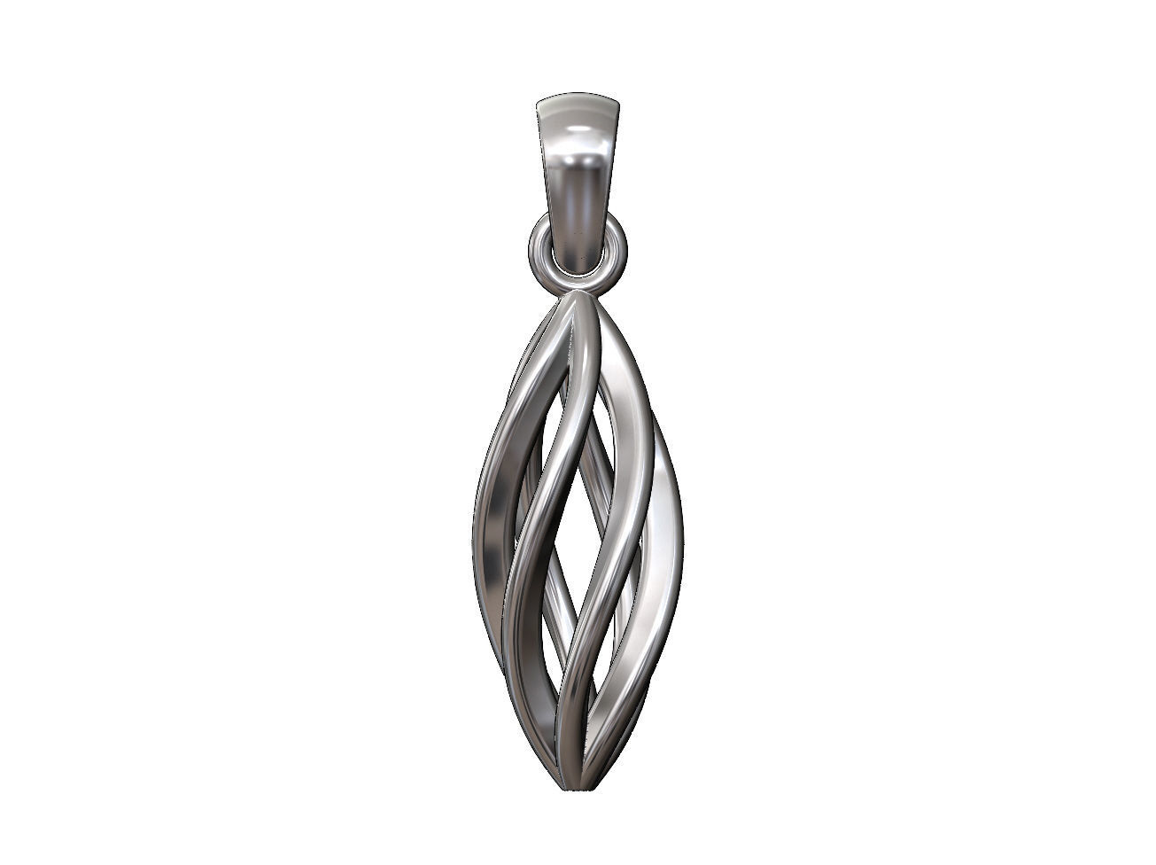 Hollow twisted leaf pattern pendant bail and charm 3D print model_10