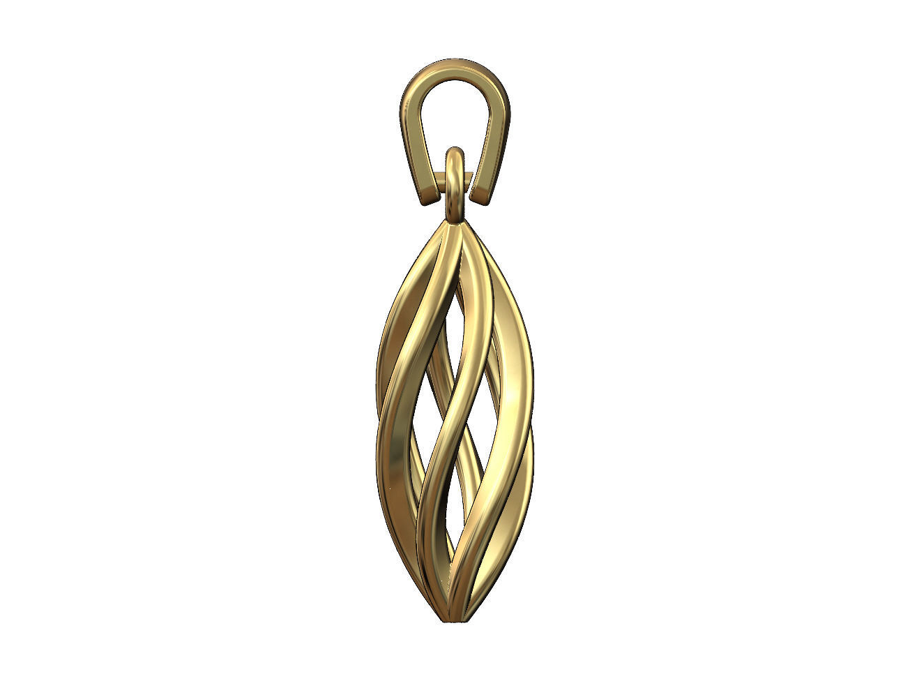 Hollow twisted leaf pattern pendant bail and charm 3D print model_3