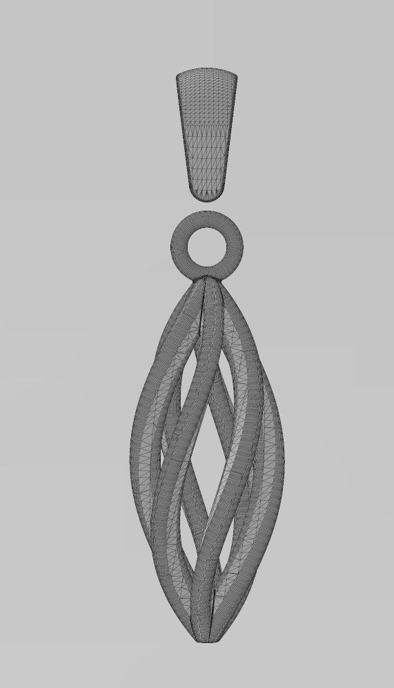 Hollow twisted leaf pattern pendant bail and charm 3D print model_12