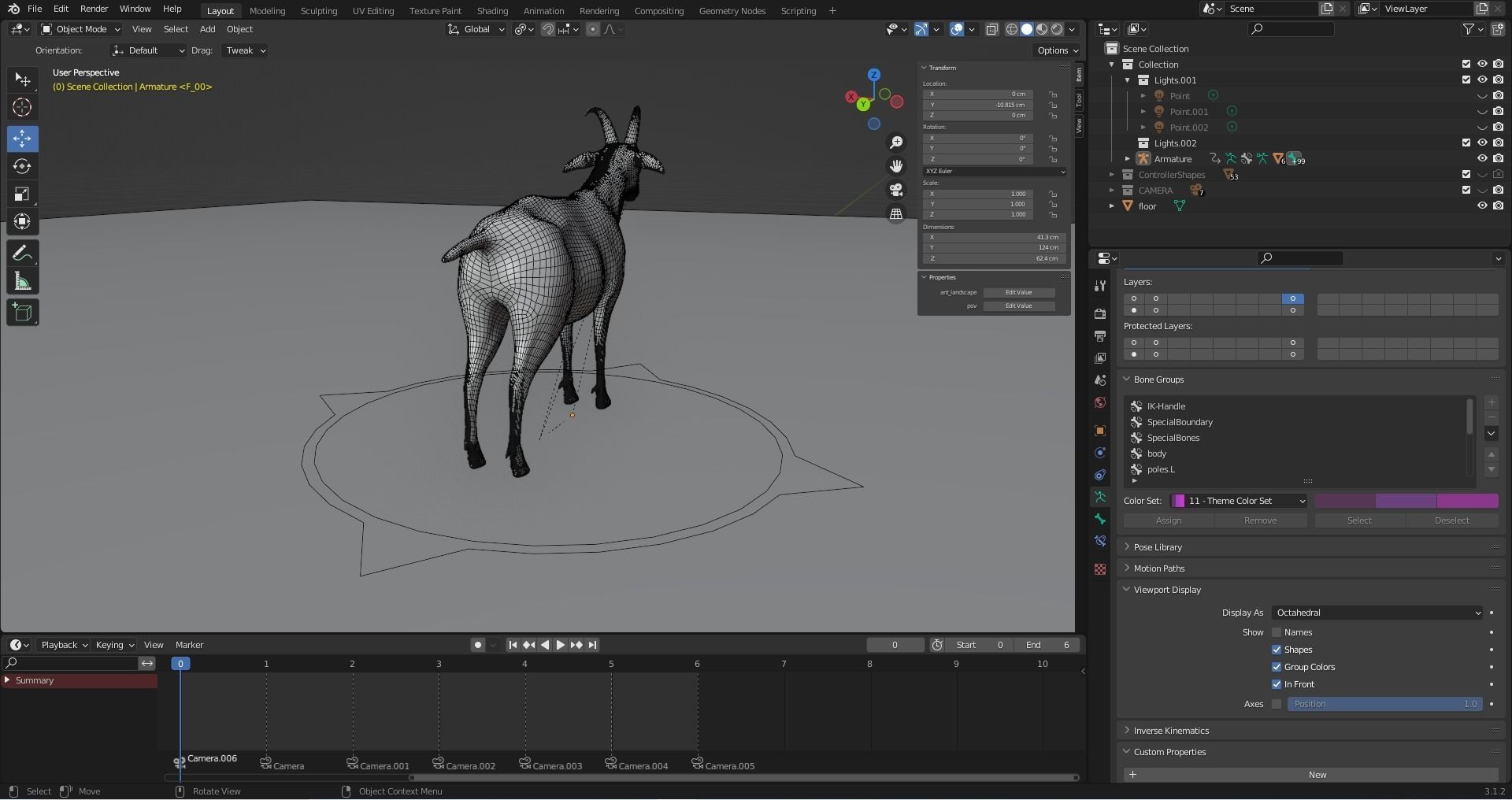 Goat 01 Rigged in Blender Low-poly 3D model_13