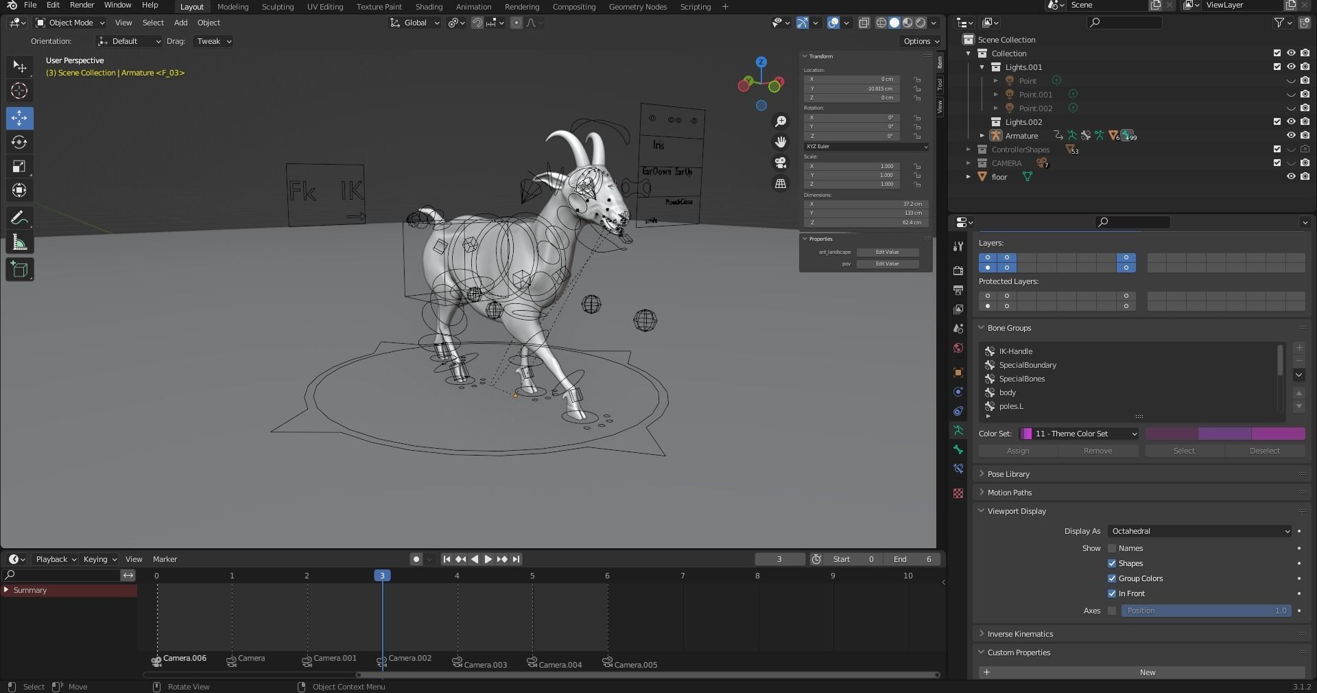 Goat 01 Rigged in Blender Low-poly 3D model_7