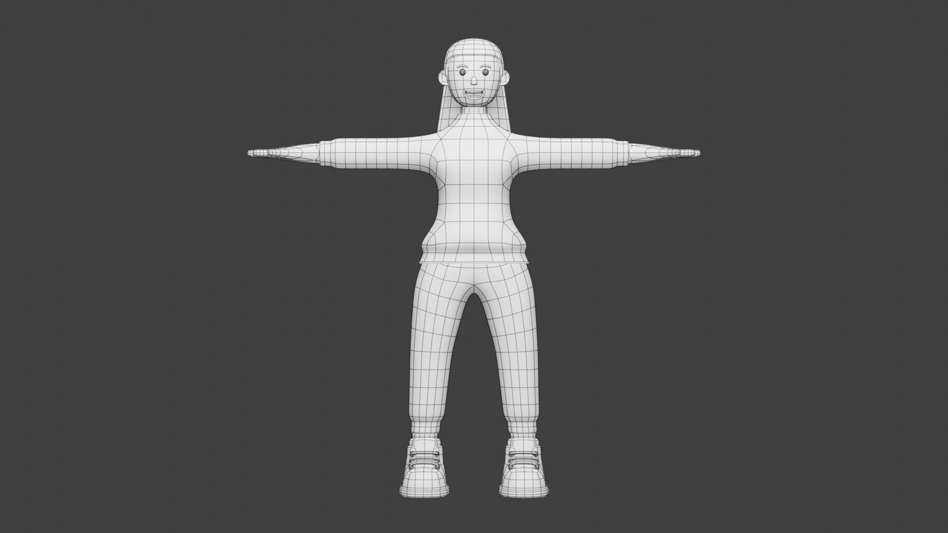 Woman Wear Sweater and Sneakers 3D Cartoon Character Style 3D model_5