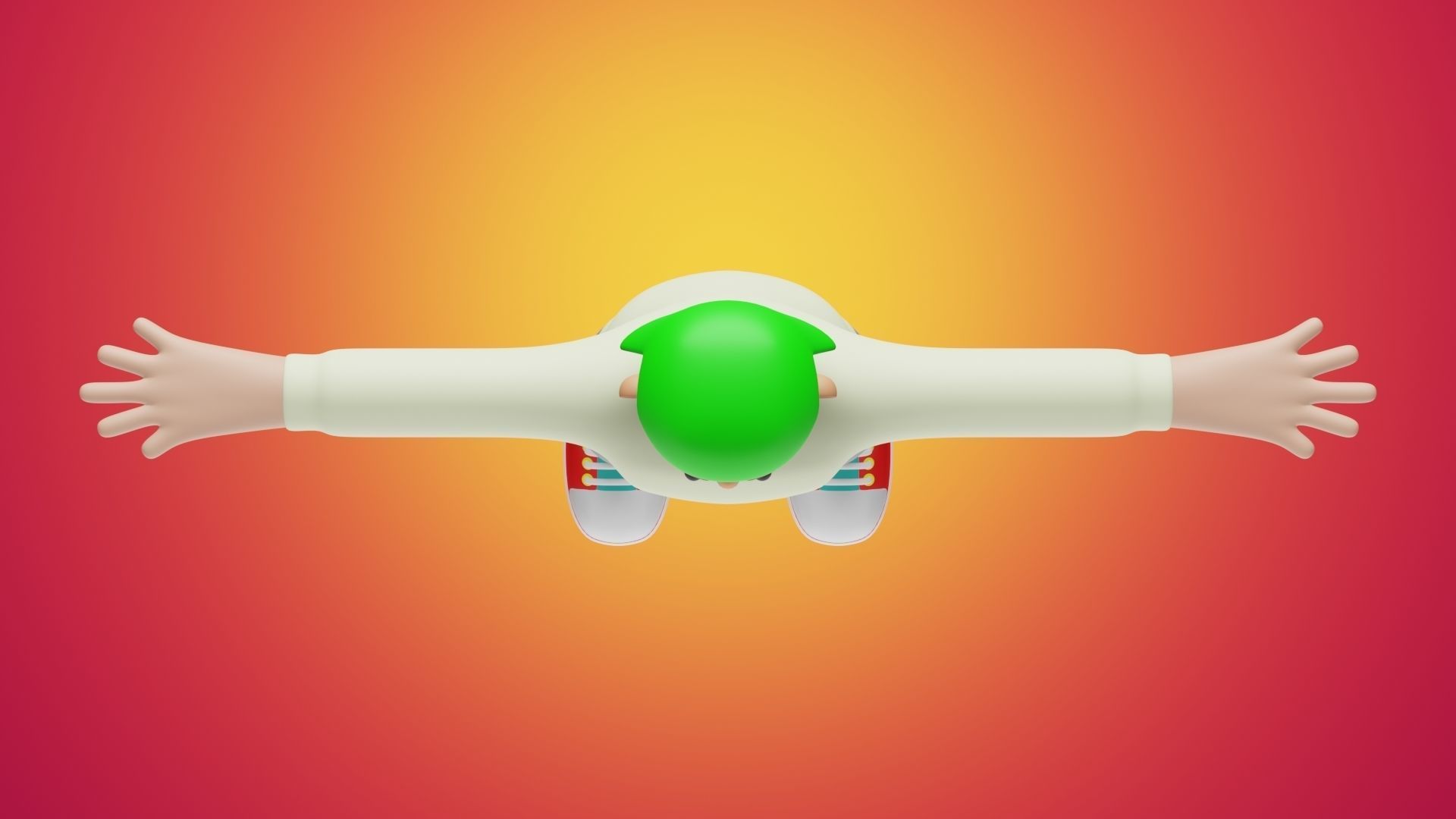 Woman Wear Sweater and Sneakers 3D Cartoon Character Style 3D model_4