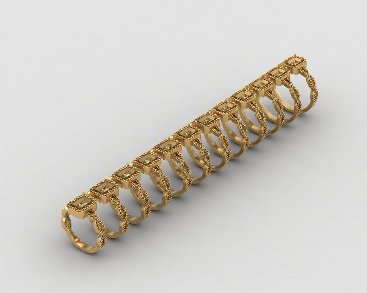 Pack of Emerald baguette rings 50-MWC 3D print model_12