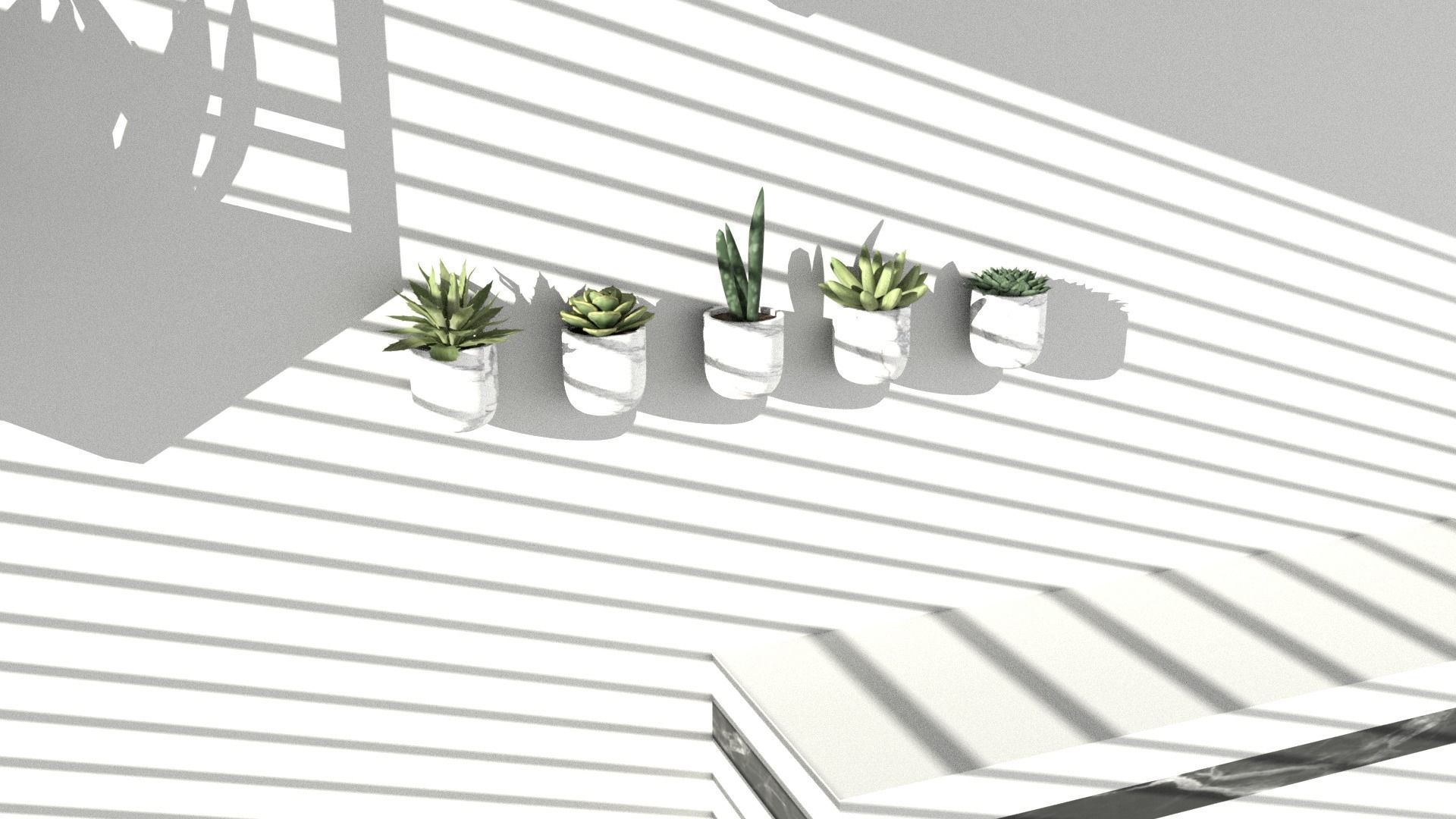 Wall hanging potted Low-poly 3D model_6