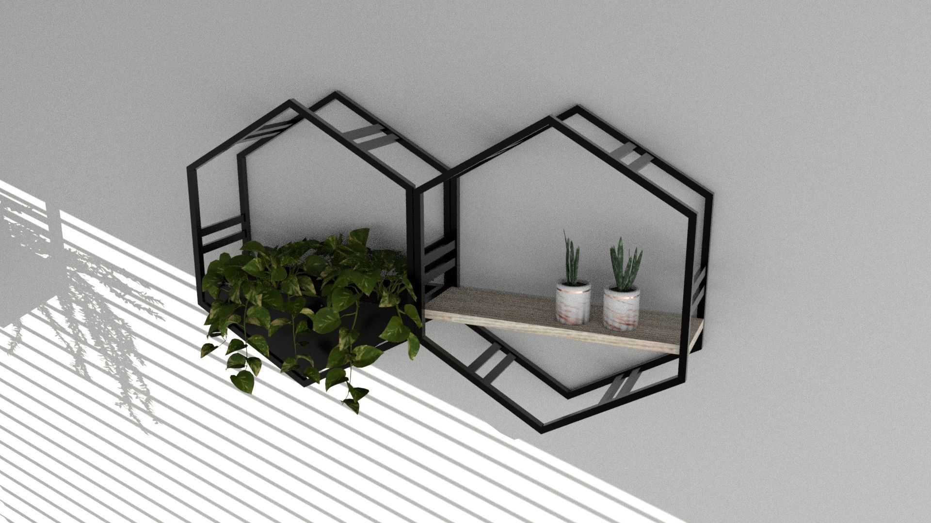 Wall hanging potted Low-poly 3D model_9