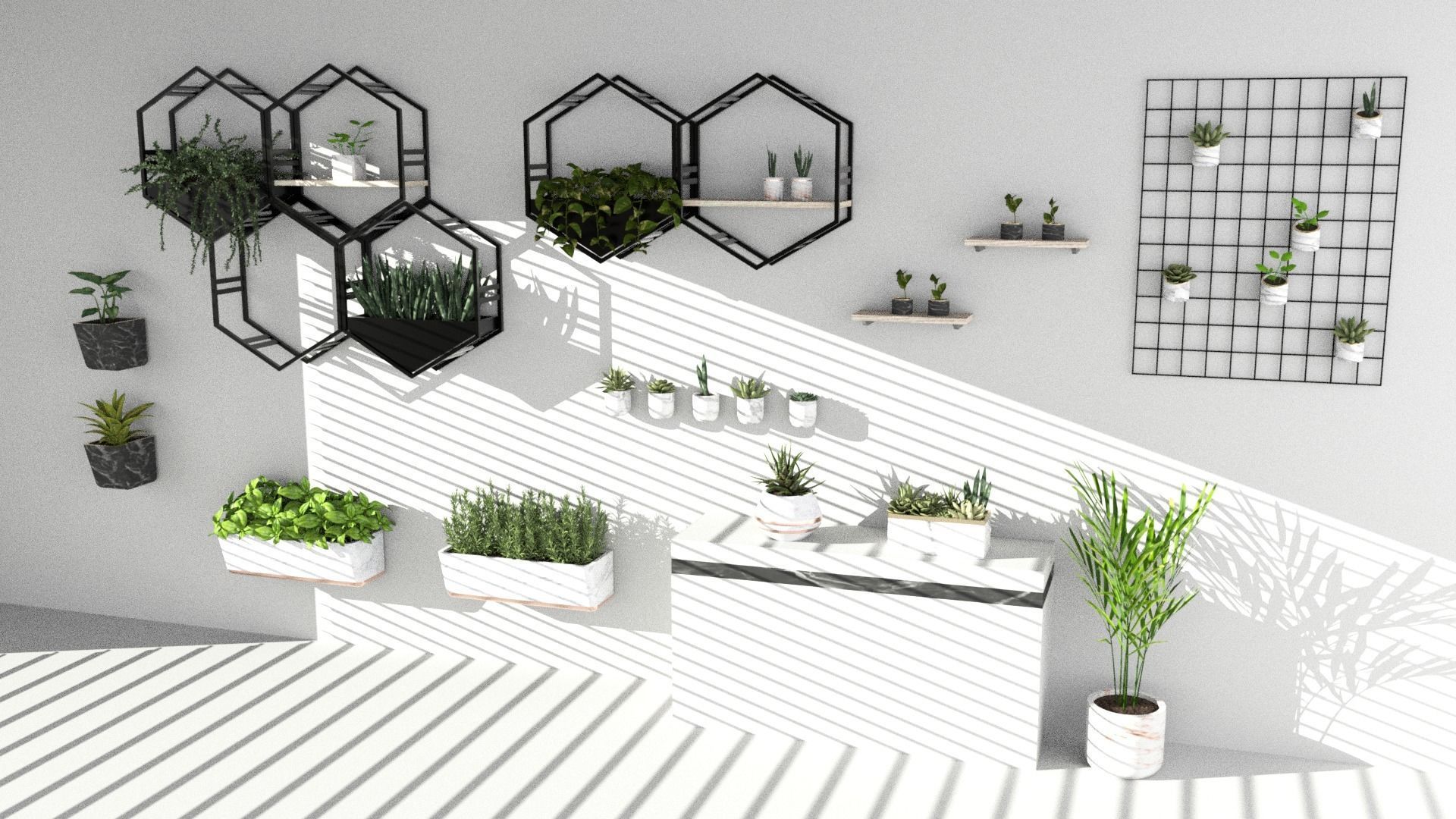 Wall hanging potted Low-poly 3D model_1