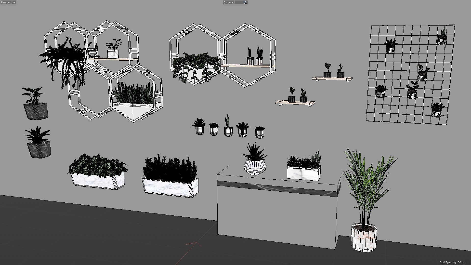 Wall hanging potted Low-poly 3D model_2