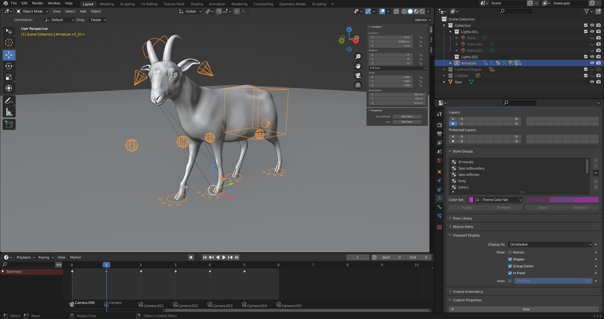 Goat 02 Rigged in Blender Low-poly 3D model_9