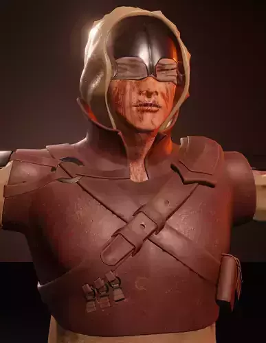 Videogame Dark fantasy stylized male character Low-poly 3D model