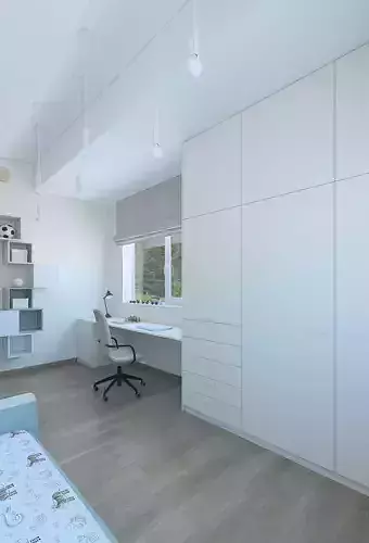 Beautiful childs room with exercise equipment