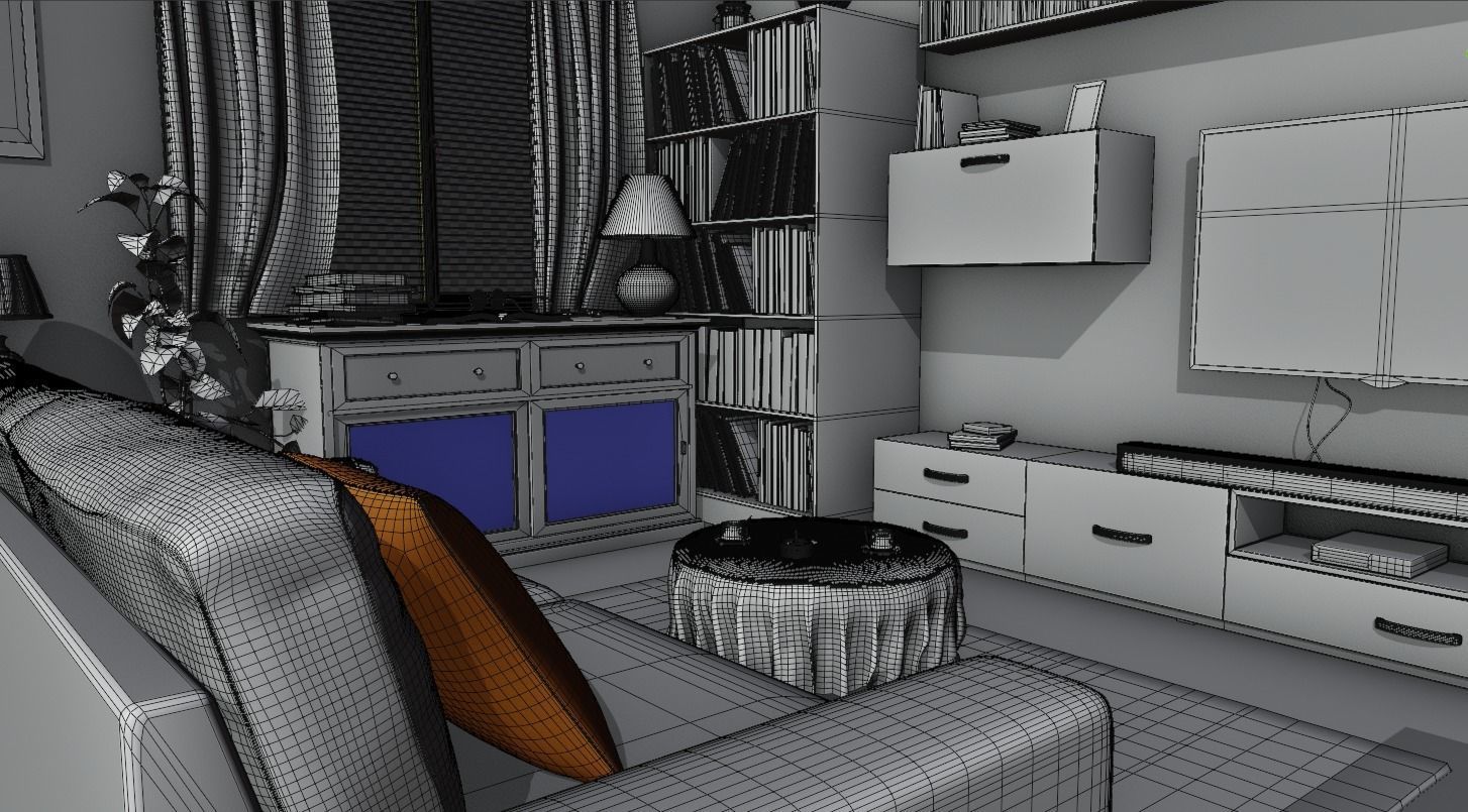 Detailed Isometric Room 3D Model Low-poly 3D model_9