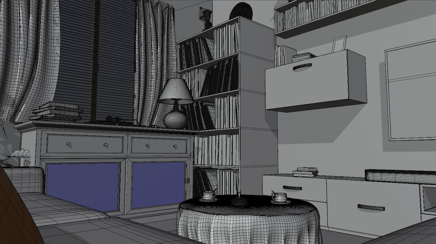 Detailed Isometric Room 3D Model Low-poly 3D model_8