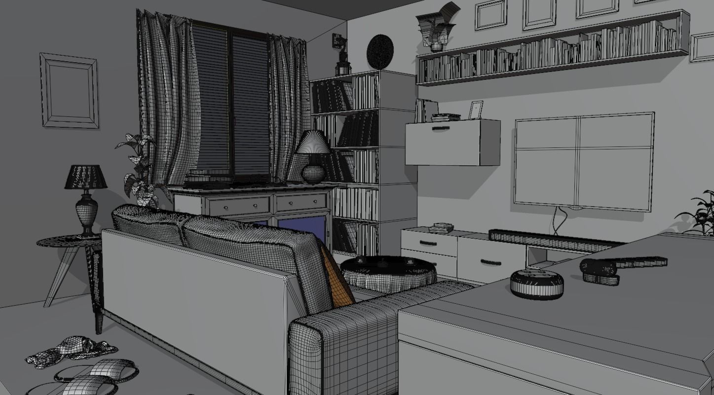 Detailed Isometric Room 3D Model Low-poly 3D model_7