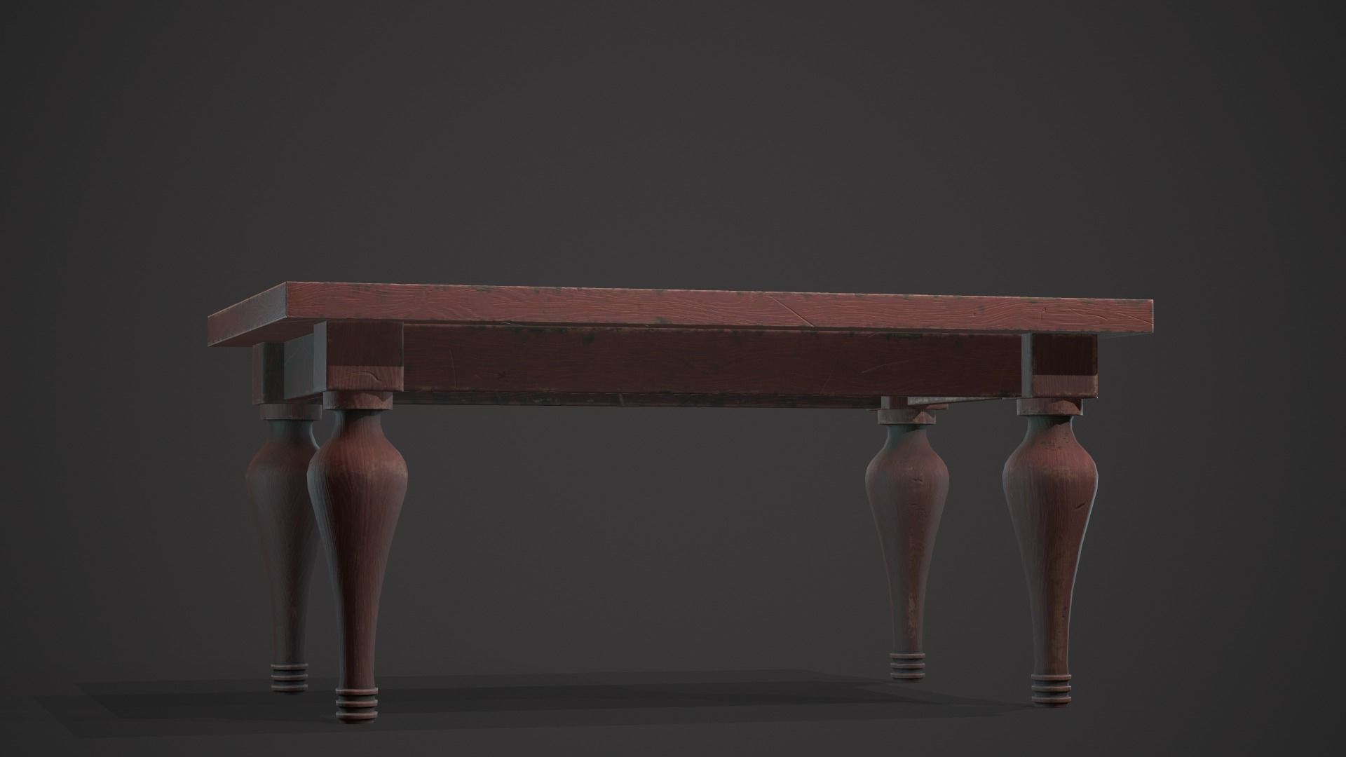 Old table Low-poly 3D model_8