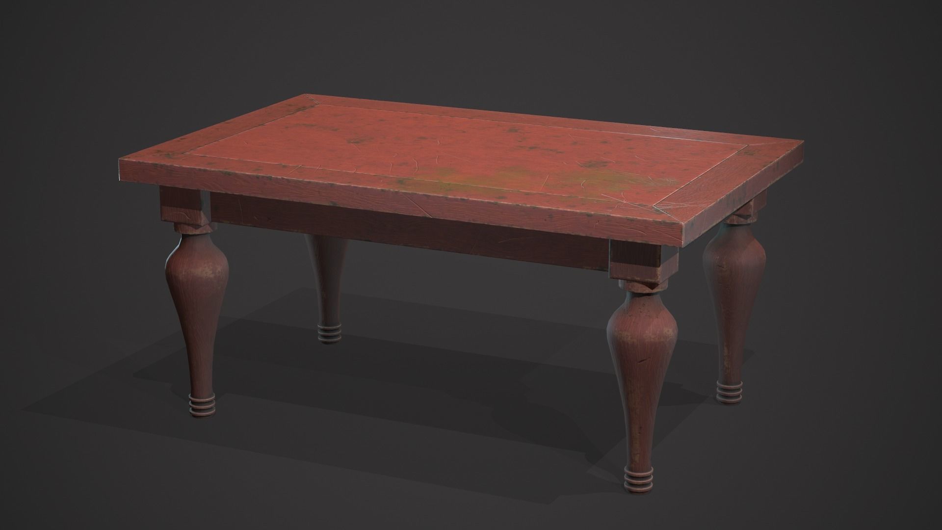 Old table Low-poly 3D model_6