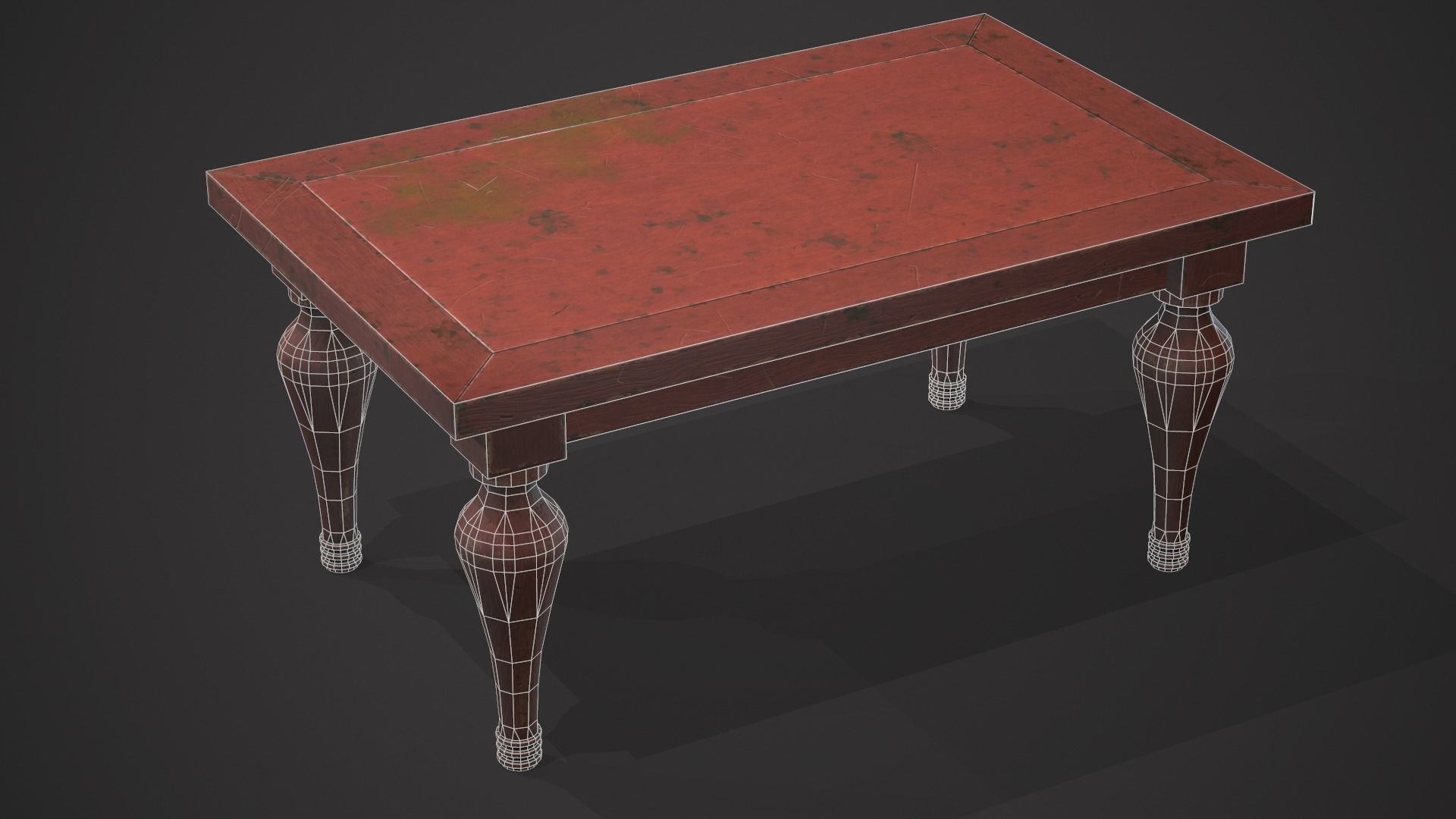 Old table Low-poly 3D model_10