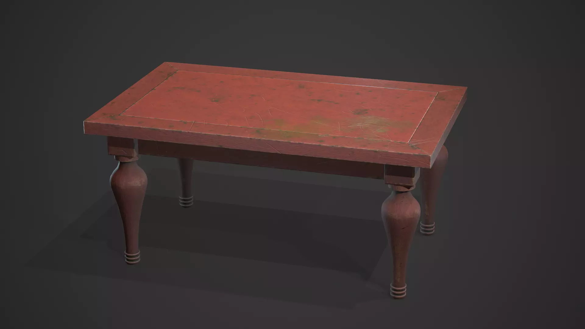 Old table Low-poly 3D model_0